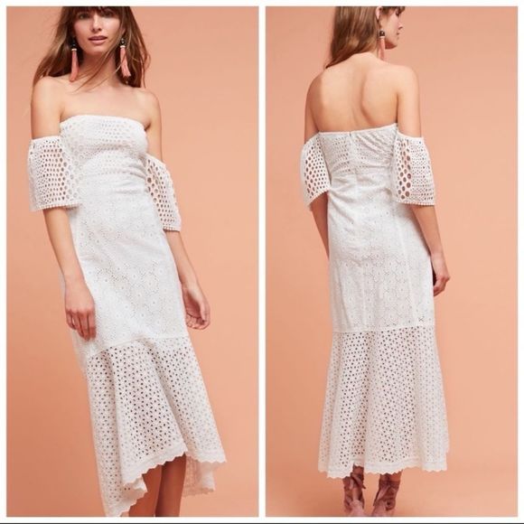 ANTHROPOLOGIE Off The Shoulder Eyelet Dress NWT - Picture 7 of 7